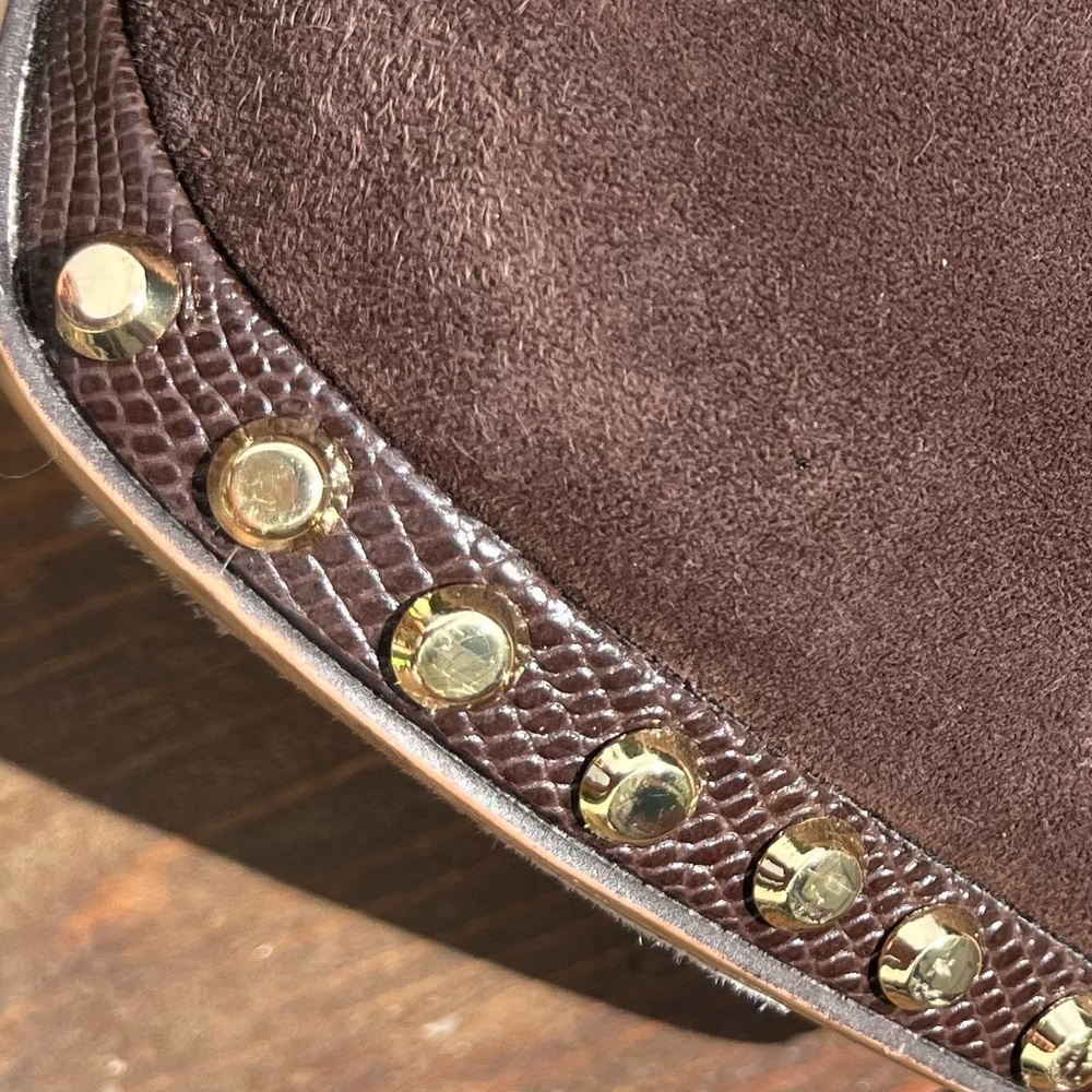 Micheal Kors Brown Suede Gold Studded Boots - Picture 14 of 15